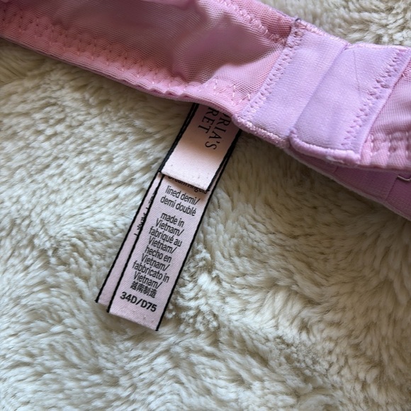 Victoria’s Secret Dream Angels Pink Lace Lined Demi Bra Silver Floral 34D - Picture 5 of 7